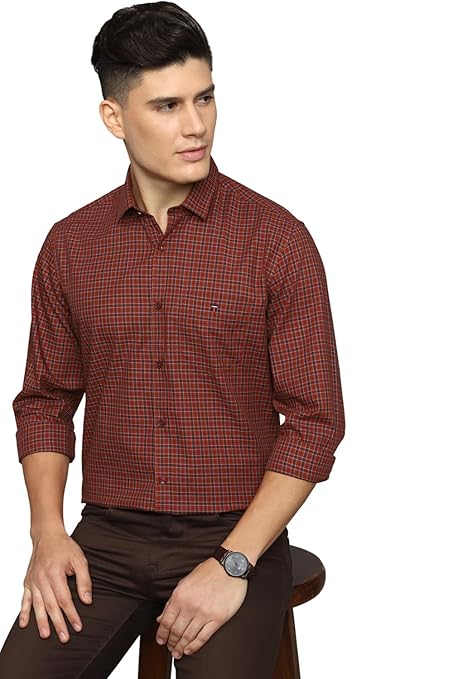 Louis Philippe Men's Premium Cotton Easy to Care Slim fit